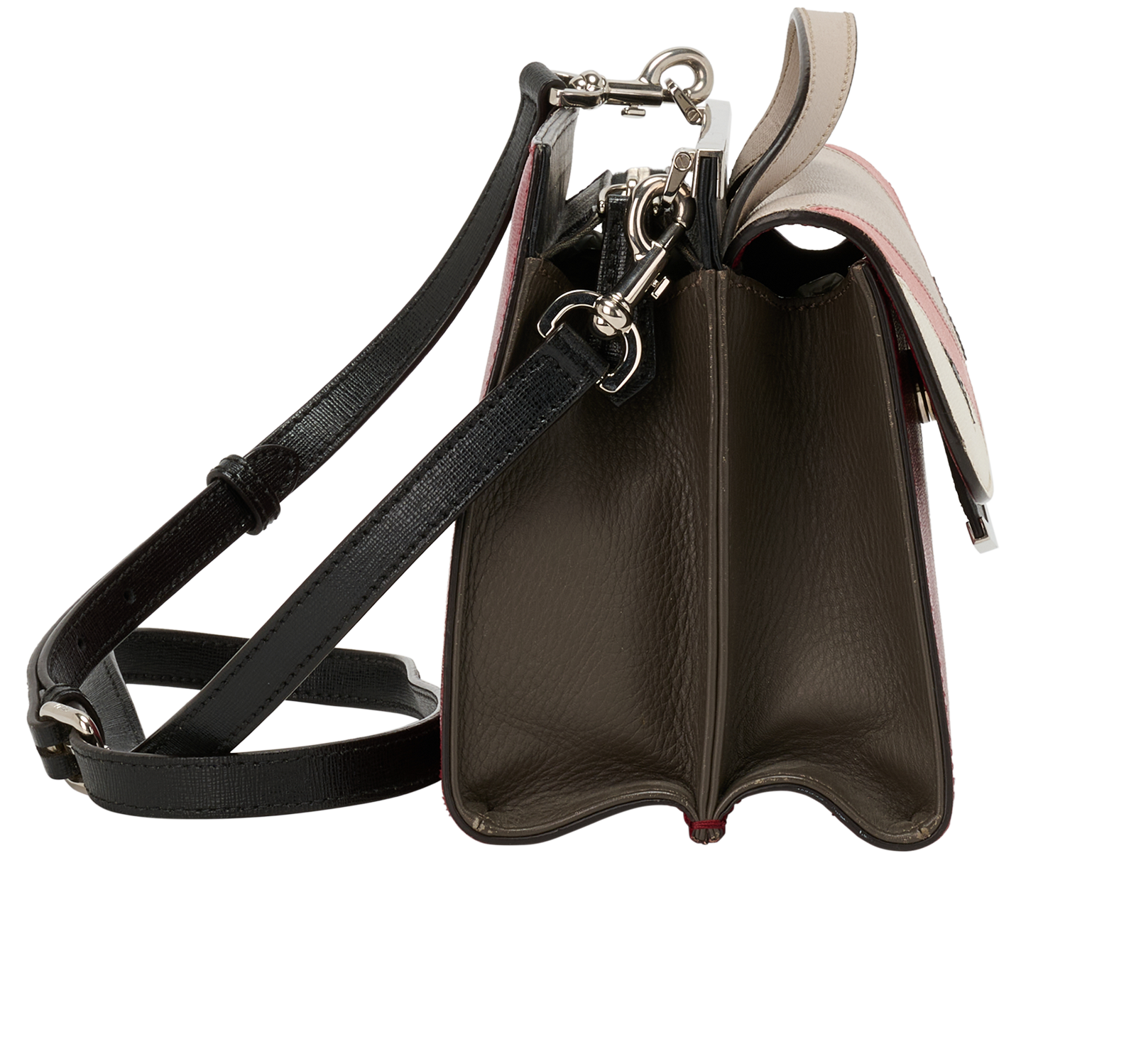 Demi Jour Monster Bag, &pound;450, Handbags, Red/Taupe/White, Leather, Side view